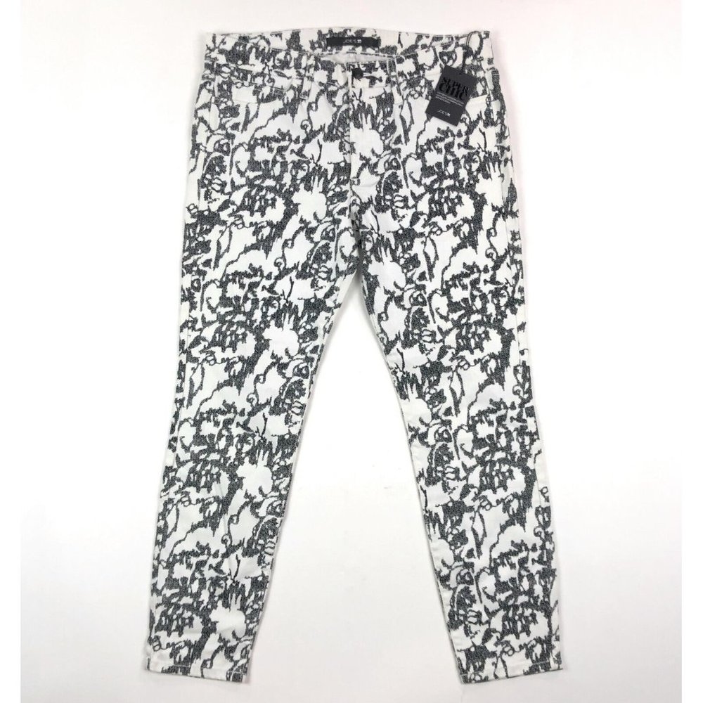 Joes Jeans High Water Skinny Ankle Womens 31 White Black Super Chic Mid Rise